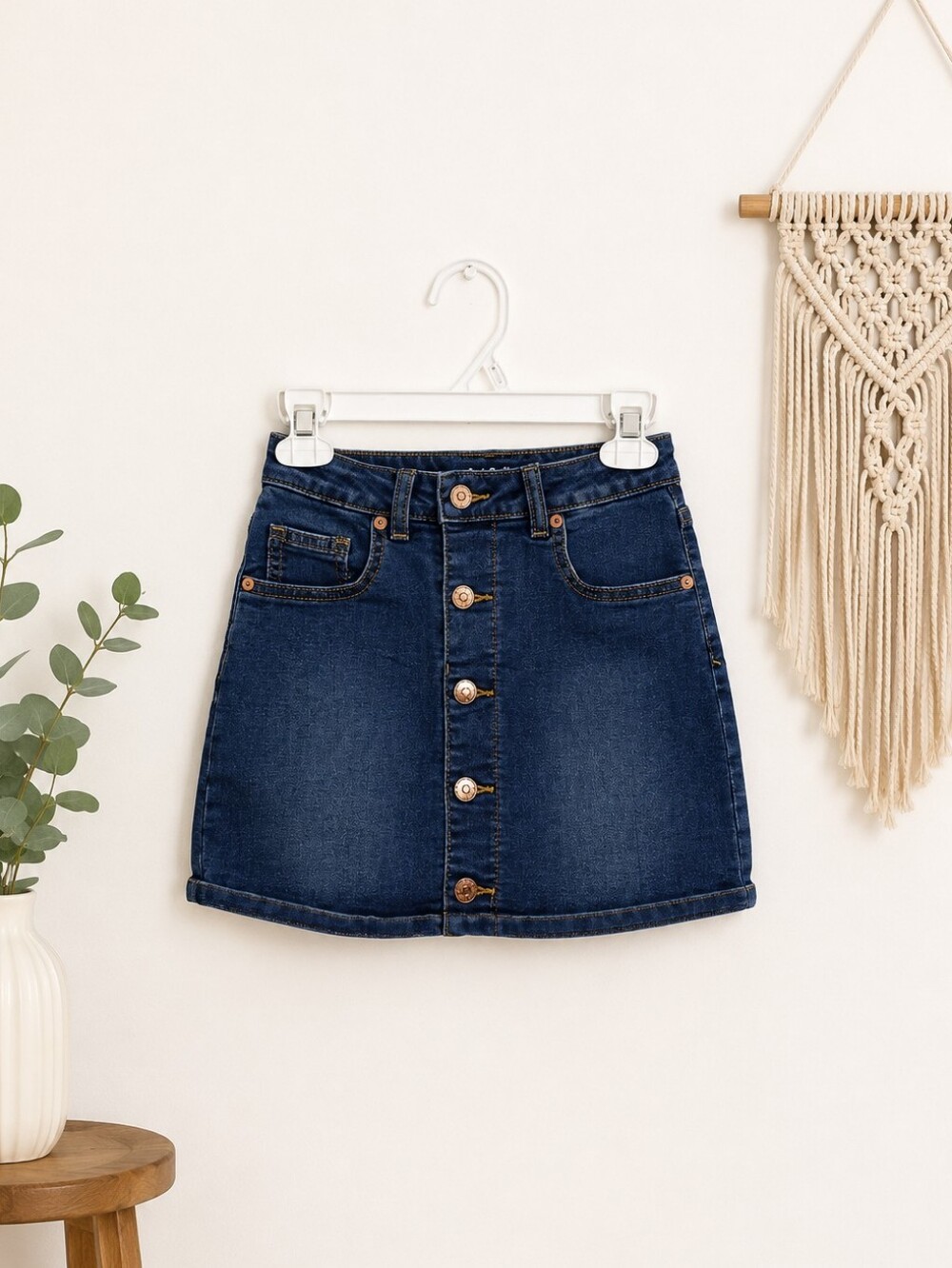 Cat & Jack Dark Blue Button-Front Denim Skirt
